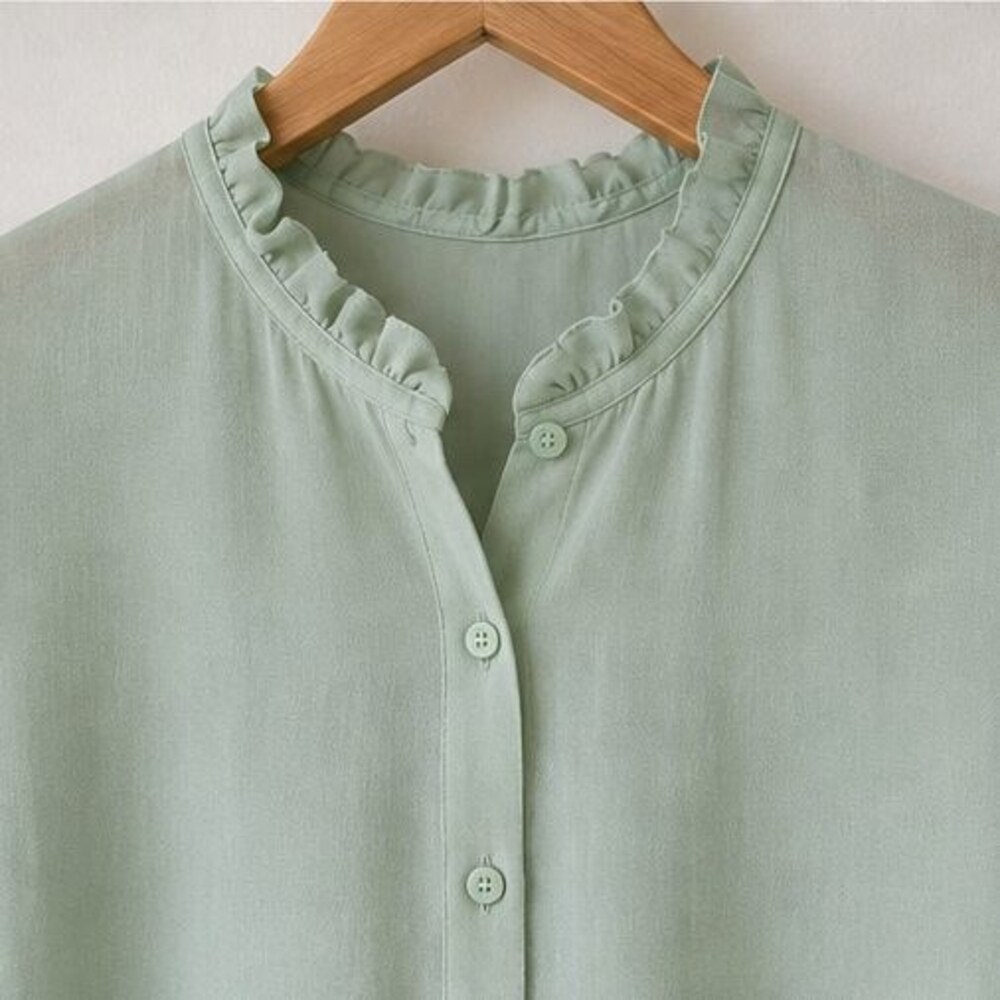 Mint Ruffle Collar Blouse - Picture 4 of 6